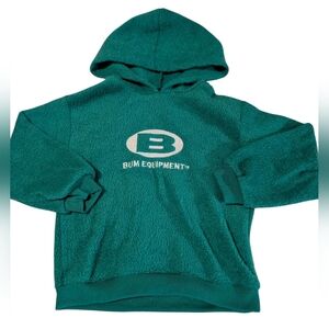 Vintage BUM Equipment‎ youth small 4 green fleece Hoodie Sweatshirt